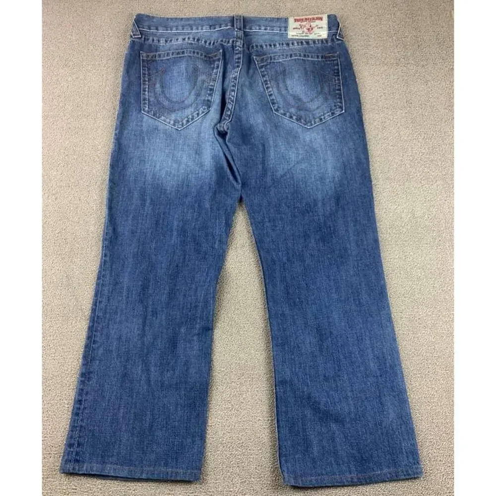 True Religion‎ Jeans Men 38 Blue Denim Straight Leg Relaxed Patch Dubai UAE Made